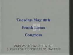 ["In this political advertisement, the candidate emphasizes opposition to new federal taxes and commitment to keeping military bases in Oklahoma open, highlighting their importance for jobs and national security. The ad also advocates for stricter juvenile crime laws, including certifying violent juveniles as criminals at a younger age."]
