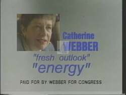 ["In her 1994 presidential campaign ad, Catherine Webber highlights her political record and endorsements with upbeat music. Featuring scenes of her addressing supportive crowds and discussing her priorities at various venues, the ad underscores her commitment to education, senior protection, and choice rights, while projecting a strong, determined image."]