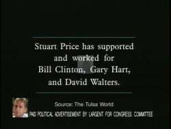 ["In this political advertisement, Stuart Price is criticized for being a liberal disguised as a conservative, using scare tactics for campaigning, and lacking genuine leadership qualities. It suggests that Price, associated with figures who support bigger government, is self-serving and not suitable for the district."]