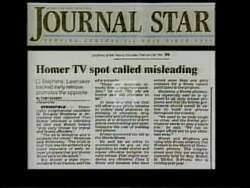 ["In this political advertisement, it is claimed that Congressional candidate Tom Homer supports raising taxes and the eligibility age for Social Security, and his approach to crime includes advocating for early release from prison through legislation he introduced. The advertisement also highlights Doug Stevens' opposition to Homer's policies, particularly the early release of criminals, positioning Stevens as a representative for the \"real people\" of central Illinois."]