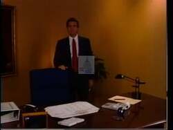 ["In the 1994 presidential campaign ad, Democratic candidate Stuart Price is depicted as a determined and passionate leader. Standing at a podium, he addresses diverse, enthusiastic crowds about political reform, promising bold solutions to crime and economic challenges with a patriotic fervor. Scenes emphasize his resolve, integrity, and call for comprehensive change."]