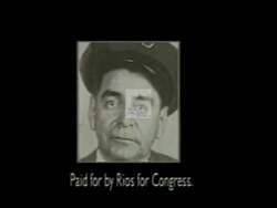 ["In the 1994 presidential campaign ad, Democratic candidate Rolando L. Rios passionately advocates for educational opportunities and fair politics at various settings, including rallies and a classroom. He earnestly addresses crowds and individuals, stressing the importance of equality in education, surrounded by supportive, diverse groups of people. His expressions convey seriousness and determination."]