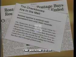 ["The 1994 Rick Bennett political ad emphasizes political reform, chiefly attacking John Baldacci's ethics. Scenes show Bennett and Baldacci at podiums, among American flags, discussing the need for ethical improvements in Congress. Bennett appears urgent, positioning himself as a force for positive change against the criticized status quo."]