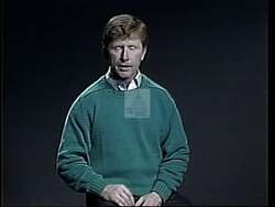 ["In his 1994 presidential campaign ad, Democratic candidate William G. Diamond, a former teacher, Secretary of State, and principal, fervently emphasizes his commitment to educational reform. He confidently speaks from various podiums and classrooms, advocating for enhanced educational resources and addressing economic development alongside educational issues, signaling his prioritized agenda if elected."]