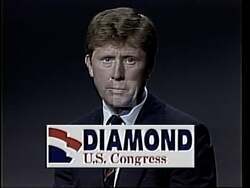 ["In the 1994 political TV ad, Democratic Party candidate William G. Diamond focuses on enhancing Maine's economic landscape. He confidently addresses the camera across various settings, from offices to factories, emphasizing his commitment to job creation and economic growth. Diamond, depicted as a decisive leader, appeals for support in his job-focused congressional campaign."]