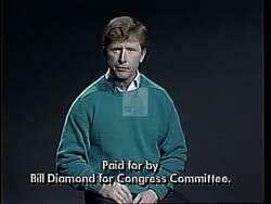 ["In the 1994 presidential campaign ad, Democratic nominee William G. Diamond passionately advocates for education reform. Featuring multiple scenes of Diamond at podiums, in classrooms, and speaking directly to the camera, the ad underscores his commitment as a former educator to prioritize and enhance educational standards nationwide, symbolized by campaign slogans like \"Education First\" and \"Education for All.\""]