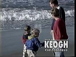 ["In a 1994 political TV ad, Republican candidate Kevin Keough showcases his connection with traditional American values and a commitment to future opportunities. Throughout various scenes, he is consistently depicted with his family in homely, lush parks, delivering heartfelt speeches, and standing confidently, underscoring his image as a dedicated family man and earnest political figure. The overall tone of the ad emphasizes stability, sincerity, and dedication, aiming to appeal to voters seeking wholesome, familiar leadership."]