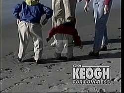 ["Kevin Keough's 1994 presidential campaign ad emphasizes a strong commitment to family values and future generations. With scenes set in homely and scenic backgrounds, Keough, surrounded by his family, conveys warmth and earnestness. He advocates traditional American values while promising opportunity, positioning himself as both sincere and approachable."]