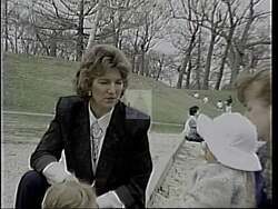 ["In the 1994 campaign ad, Democratic presidential candidate Bonnie L. Titcomb emphasizes community values and environmental protection, particularly opposing nuclear waste. Addressing crowds and the camera across various Maine settings, Titcomb rallies support through a determined and unifying message, highlighting her advocacy for local safety and community victories."]