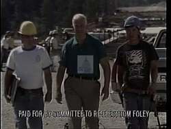 ["In his 1994 campaign ad, Democratic candidate Tom Foley advocates for road safety and construction improvements along Highway 395. Foley is seen discussing the enhancements and federal aid secured for the project, conveying dedication and success in these initiatives. The campaign ad showcases his commitment to public safety and infrastructure, underscoring his leadership qualities and legislative achievements."]
