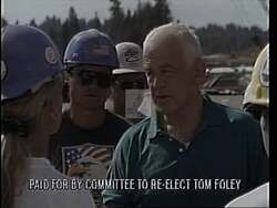 ["In the 1994 political TV ad, Democratic Party candidate Thomas S. Foley is shown dedicated to improving road safety and infrastructure along Highway 395. In various scenes, Foley oversees construction, discusses plans robustly, and engages with the community, underlining his commitment to critical safety upgrades and effective leadership."]