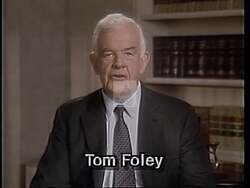 ["In the 1994 campaign ad, Democratic presidential candidate Tom Foley emphasizes key election issues, criticizing his opponent's backing of the Kasich Bill, which aimed to cut Medicare. Foley addresses the voter directly, contrasting his healthcare and tax policies against his rival's, passionately defending his stance and advocating for protective measures regarding Medicare."]