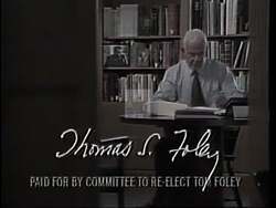 ["In the 1994 presidential campaign ad, Democratic candidate Thomas S. Foley passionately pledges his dedication to local issues and reforms at multiple rallies. Addressing diverse, engaged crowds, he emphasizes his commitment to serving and advocating for his constituents, reinforcing his message with sincere and determined expressions, surrounded by American flags and campaign banners."]