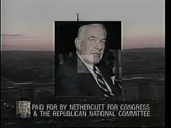 ["In the 1994 political TV ad, Tom Foley is portrayed negatively, focusing on his involvement in exclusive stock deals and opposition to voter-imposed term limits. The ad depicts him benefiting from lavish congressional perks, which casts a shadow over his public trust. Throughout, Foley appears in various professional settings, looking concerned or discontent, underscoring his controversial financial gains and elite status disconnect from ordinary voters."]