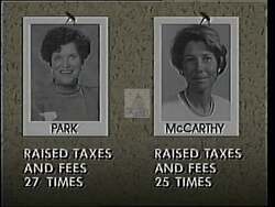 ["In the 1994 presidential campaign ad, Democratic candidate Myron Sildon, a businessman with a serious demeanor, repeatedly emphasizes the need for transformative change and business acumen in Congress. Throughout various scenes, Sildon criticizes career politicians and advocates for practical decision-making, pledging to bring his business expertise to politics."]