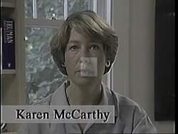 ["In her 1994 presidential campaign ad, Democratic Party candidate Karen McCarthy emphasizes her dedication to gun control. Featuring scenes of her speaking at various events and directly to the camera, she focuses on protecting children and advocating for stricter gun legislation, presenting herself as a resolute and passionate advocate for this cause."]
