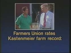 ["In the 1988 campaign ad, Bob Kastenmeier, a Democratic presidential candidate, showcases deep ties to the agricultural community. Numerous scenes feature him receiving accolades and emphatic support from farmers, endorsing him as a dedicated advocate for their interests. The ad effectively positions Kastenmeier as a champion of agriculture, surrounded by endorsements and farmer approval at various gatherings and environments, enhancing his political appeal among rural voters."]