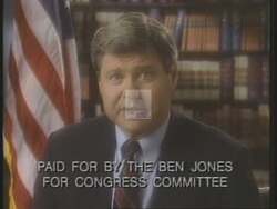 ["In this political advertisement, Ben Jones, a congressional candidate for Georgia's new 10th district, emphasizes his Southern upbringing and experience in Washington. He highlights his work ethic, attentiveness to constituents, and moral guidance in his decision-making."]