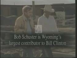 ["In a 1994 political ad, Republican Barbara L. Cubin targets opponent Bob Schuster by likening him to Bill Clinton, asserting that Schuster, though claiming conservative values, actually supports liberal policies. The ad showcases various scenes depicting Schuster emulating Clinton's gestures and aligning with Clinton's liberal agenda, questioning Schuster's political authenticity and consistency with Wyoming's conservative values."]