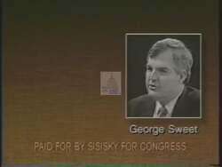 ["In a politically charged TV ad from 1994, Democratic candidate Norman Sisisky criticizes opponent George Sweet���������s controversial healthcare policy proposals. Throughout the ad, Sweet appears in various states of contemplation and regret, reflecting deeply on the potentially harmful impacts of his proposed federal healthcare cuts, including on veterans."]