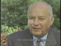 ["In his 1994 presidential campaign ad, Democratic candidate Norman Sisisky showcases his dedication to public service. The ad features scenes of Sisisky confidently speaking at a podium, working in an office, and interacting with constituents, emphasizing his leadership and commitment. The recurrent presence of the American flag underscores his patriotism and longstanding service, from Navy to Congress."]