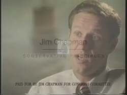 ["The 1994 political TV ad from Republican candidate IV Chapman focuses heavily on differentiating himself from his opponent, Owen Pickett. The ad shows Chapman passionately speaking at various events, criticizing Pickett's voting record and political alignments, particularly targeting Pickett's inconsistencies and connections with Bill Clinton, while promoting his own conservative stance."]