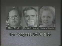 ["In the 1994 political TV ad for Susan B. Stokes, scenes depict contrasting tax, trust, and employment claims among three candidates. Mike Ward is criticized for discrepancies between his tax stance and voting record. The ad endorses Stokes, countering claims against her with supportive quotes, and discredits Ward and Richard Lewis."]