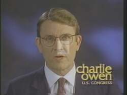 ["In the 1994 political TV ad, Democratic Party candidate Charles L. Owen takes a rigid stance on crime, consistently promoting strict policies and a stronger police presence. Throughout the ad, Owen appears in various settings���������urban backgrounds and American flag-draped podiums���������emphasizing his commitment to enhancing public safety and reinforcing law enforcement, underlining the theme with a serious and confident demeanor."]