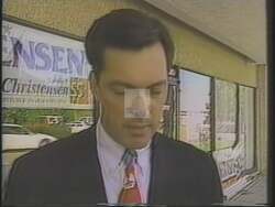 ["The 1994 political TV ad campaign for Democratic candidate Peter Hoagland focused on his opponent, John Christensen. The ad depicted Christensen in multiple contentious news interviews, defensively responding to accusations and denying controversial statements. It highlighted his inability to responsibly handle political controversies, questioning his suitability for office."]