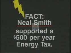 ["In the 1994 political TV ad for John Greg Ganske���������s presidential campaign, the ad targets Neil Smith, portraying him negatively. Scenes depict Smith in gloomy settings, appear deceitful, and are interspersed with negative messages, listing allegations, underlining his questionable voting record and self-serving actions, aimed at fostering viewers' distrust towards Smith."]