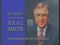 ["The 1994 political ad for Democratic Party candidate Neal Edward Smith focuses on confronting dishonesty among politicians. It features multiple scenes of angry voters and a political opponent questioning Dr. Gansky about his misleading financial statements during public appearances and debates, emphasizing accountability and transparency in politics."]