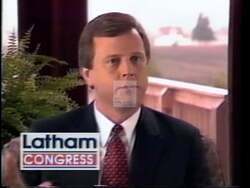 ["In his 1994 campaign ad, Republican Tom Latham, standing on his Iowa farm, confidently communicates his deep roots in Iowa values and farming. He promises to bring hard work, family values, and opportunity back to Congress, emphasizing his commitment to restoring prosperity for current and future generations through experienced leadership."]