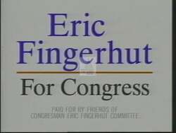 ["In this political advertisement, Eric Fingerhut emphasizes his commitment to reforming Washington by highlighting his achievements, which include making Congress adhere to the laws it passes, freezing Congressional pay, and banning gifts from lobbyists. He asserts that although changing Washington might take time, his principles and resolve remain unaltered."]
