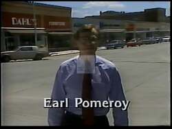 ["In a 1994 campaign ad, Democratic candidate Earl Ralph Pomeroy emphasizes his commitment to North Dakota's local economy. Scenes show him advocating for policies supporting local businesses, agriculture, and youth employment. He passionately interacts with community members and speaks in various settings including fields, community halls, and an office."]