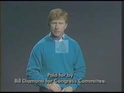 ["In the 1994 campaign ad, Democratic candidate William G. Diamond passionately advocates for comprehensive educational reforms. Consistently placed in educational settings, Diamond is seen speaking at podiums, with campaign banners declaring \"Education First.\" He emphasizes his commitment to enhancing educational resources and support, aiming to inspire effective change through improved educational policy."]
