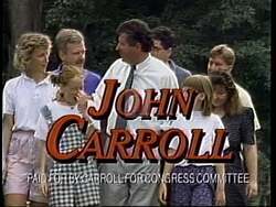 ["The 1994 political TV ad for John Carroll's presidential campaign highlights a sharp contrast between his healthcare plan, favoring a business-employee partnership, and Bernie Sanders' single-payer approach. The ad underscores their differing perspectives through debated scenes, textual overlays, and direct comparisons, emphasizing Carroll's policies against Sanders'."]