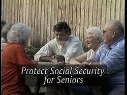 ["In his 1994 presidential campaign ad, Republican John Carroll criticizes Congressman Sanders' stance on Social Security, presenting himself as a protector of the program. The ad contrasts their policies, portraying Carroll as favorable to various income groups, and includes visuals of Carroll speaking directly to the viewer in a professional setting."]