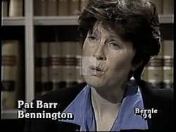 ["The 1994 political TV ad for Bernie Sanders portrays him as a highly effective independent legislator, confidently addressing Congress and drafting impactful legislation. Scenes show him navigating the legislative process successfully, easing concerns about the efficacy of independents, and symbolizing his leadership capability amid skepticism, reassuring viewers of his legislative successes."]