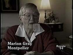 ["In a powerful 1994 political TV ad, independent candidate Bernie Sanders emphasizes his deep commitment to women's and seniors' rights. Through a series of community meetings, Sanders actively engages with citizens, attentively listening and passionately discussing the importance of addressing these key social issues, thereby portraying a dedicated and responsive leadership style."]