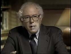 ["Bernie Sanders' 1994 presidential campaign ad features a sequence of powerful scenes where elderly and middle-aged speakers, including Sanders, passionately advocate for the funding of Social Security and Medicare at various rallies. The ad emphasizes the emotional and strong public support for protecting these crucial social programs, amidst American flags and enthusiastic applause from diverse crowds."]