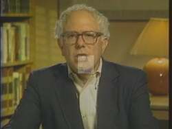 ["In the 1994 political campaign ad, Independent Party candidate Bernie Sanders earnestly addresses viewers, advocating for a positive, integrity-driven campaign focused on supporting ordinary people. Throughout multiple scenes, he speaks directly to the camera in various humble settings, expressing his commitment to community values and opposition to negative campaigning, aiming to resonate with a diverse audience."]