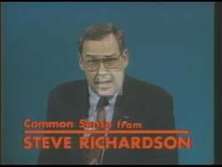 ["The 1994 political ad features Steve Richardson passionately campaigning for educational reform and teacher empowerment. Throughout various scenes, Richardson, assertive and determined, speaks at podiums, often gesturing emphatically, while addressing large audiences on the importance of discipline and reform in education. Campaign banners emphasizing voting dates and support underline his urgent message."]