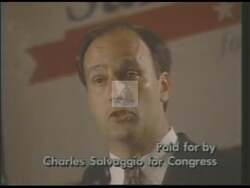 ["The 1994 campaign ad for Republican Charles Salvaggio showcases his emphasis on strong conservative values and a commitment to reform Washington. Featuring scenes of Salvaggio speaking at rallies and discussing his business success, the ad portrays him as a hardworking embodiment of West Tennessee's conservative ethos, promising to address government excess and bring change."]