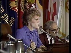 ["In Marcy Kaptur's 1988 presidential campaign ad, she is depicted engaging warmly with diverse groups of constituents across Ohio, highlighting her genuine compassion and approachability. Scenes show Kaptur smiling and conversing with people in various community settings, emphasizing her deep connection and commitment to local residents."]