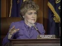 ["The 1988 political ad for Marcy Kapturs presidential campaign showcases scenes of her genuine engagement with constituents. Portrayed as empathetic and attentive, Kaptur listens and speaks with dedication during various community events. The ad emphasizes her warmth, sincerity, and strong connection with the public, reinforcing her image as a compassionate leader deeply connected with community issues."]