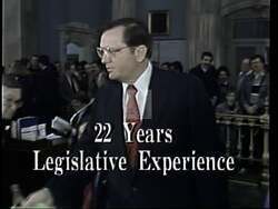["In his 1988 congressional campaign ad, Republican Paul Eugene Gillmor highlights his extensive experience and legislative success. Gillmor is portrayed interacting with constituents, working at his desk, and speaking passionately at various events. He emphasizes his commitment to fiscal responsibility and seasoned leadership, aiming to strengthen his image as a trustworthy and dedicated congressional candidate."]
