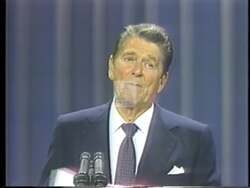 ["The 1992 political ad for Norm Murdock displays a strong association with former President Ronald Reagan. Through several frames, the ad emphasizes their discussions at the White House, underlining their collaborative relationship and Reagans formal endorsement of Murdock's congressional candidacy for Ohio, highlighting his dedication and care for the state."]