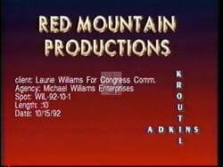 ["In the 1992 campaign ad, Ernest Istook strongly endorses Democratic candidate Laurie Williams for Congress. The ad portrays Williams as a determined and hopeful leader, focusing on themes of trust and integrity. Istooks passionate endorsement is emphasized alongside visuals of campaign banners and American flags, reinforcing her patriotic appeal."]