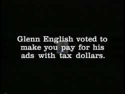 ["The 1992 campaign ad for Bob Anthony criticizes his political opponent, Congressman Glenn English, for misusing taxpayer money for self-promotion and accepting undeserved pay raises. Throughout various scenes, Anthony appears candid and serious, denouncing these actions while promising to bring change to Congress, and appeals directly to the voters for support."]