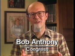 ["Bob Anthony's 1992 campaign ad criticizes opponent Glenn English's leadership and integrity. Anthony highlights issues of dishonesty, poor leadership, and financial misuse. The ad features Anthony confronting these claims directly to the camera, and includes scenes of him speaking emphatically at campaign events, challenging English's tactics and advocating for political reform."]
